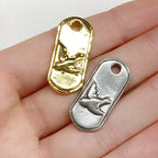 27mmx13mm Sterling Silver or Vermeil or Long Raised 3D Bird Dog Tag Charm