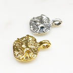 Sterling Silver or Vermeil Thick Textured Oval Pendant with Running Horse Good