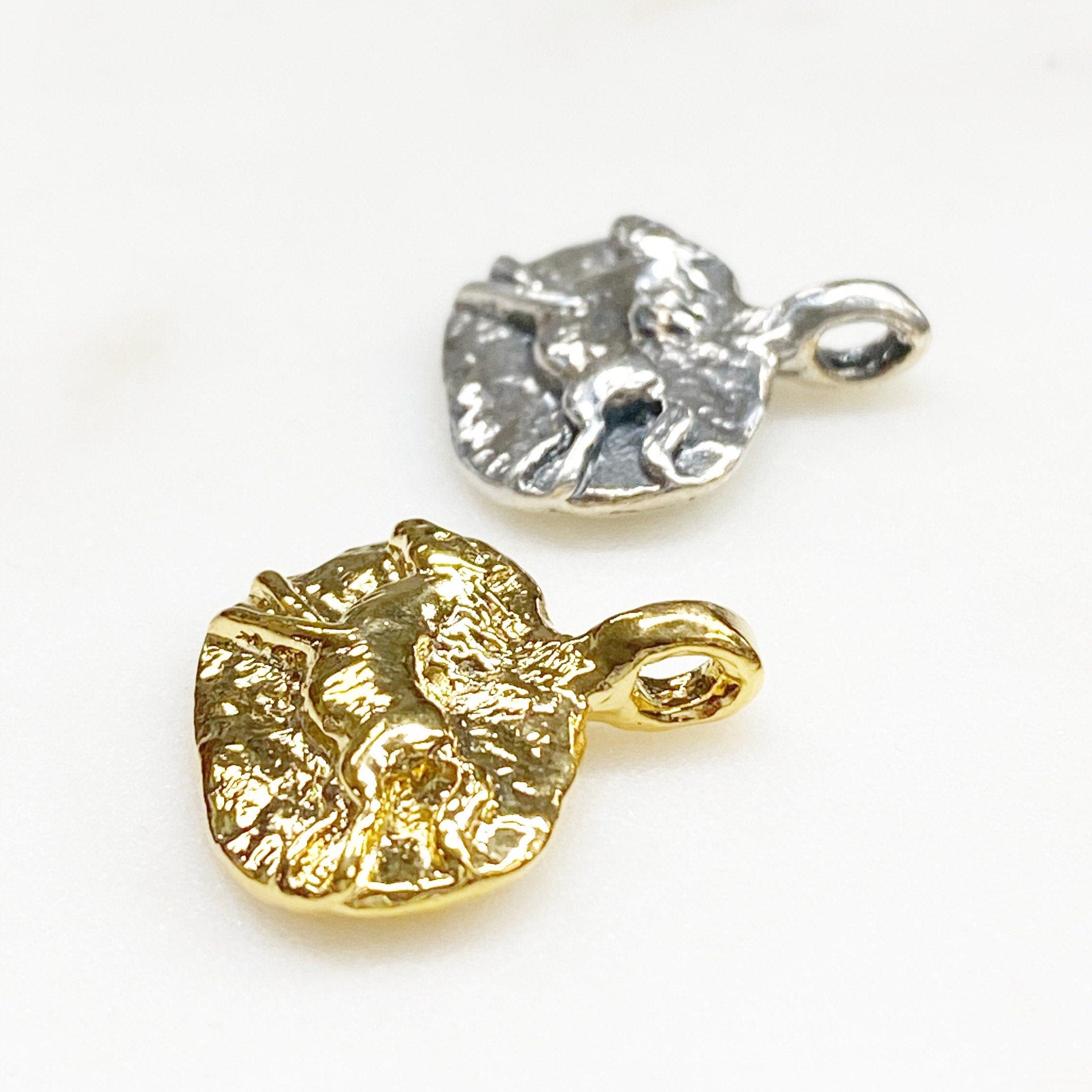 Sterling Silver or Vermeil Thick Textured Oval Pendant with Running Horse Good