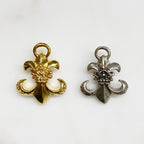 Sterling Silver or Vermeil or Heavy Duty Thick Statement Fleur De Lis Charm