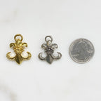 Sterling Silver or Vermeil or Heavy Duty Thick Statement Fleur De Lis Charm