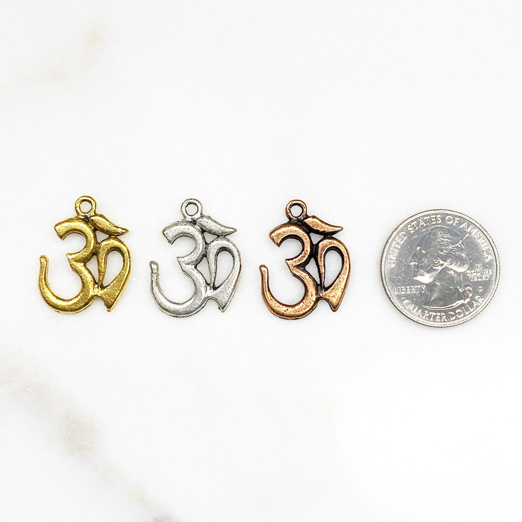 25mmx19mm Pewter Large Ohm Om Necklace Charm Buddha Mantra Yoga