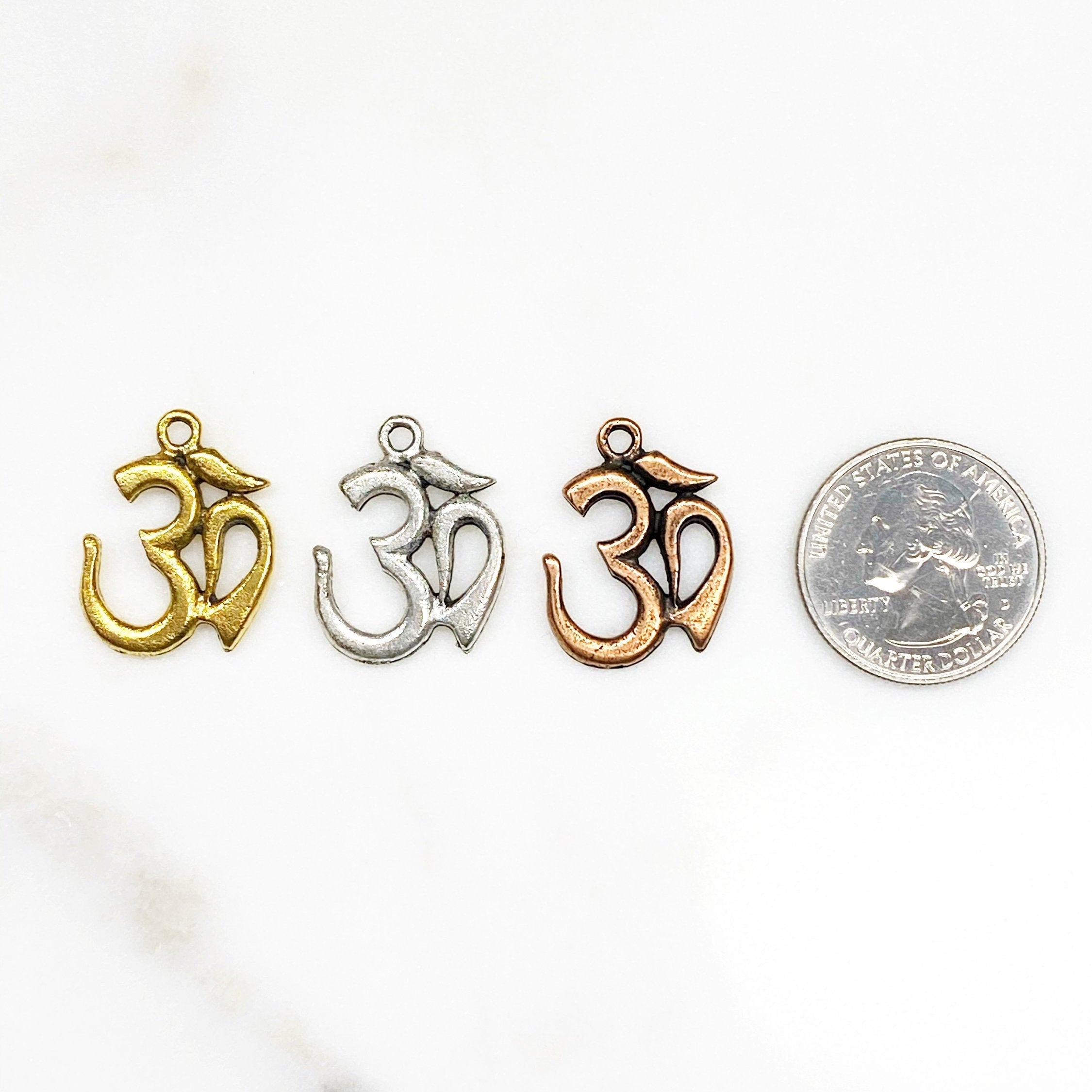 25mmx19mm Pewter Large Ohm Om Necklace Charm Buddha Mantra Yoga