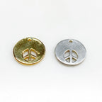 Sterling Silver or Vermeil or Peace Sign Cut Out Circle Coin Charm Hippie Love