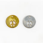 Sterling Silver or Vermeil or Peace Sign Cut Out Circle Coin Charm Hippie Love