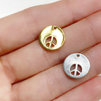 Sterling Silver or Vermeil or Peace Sign Cut Out Circle Coin Charm Hippie Love