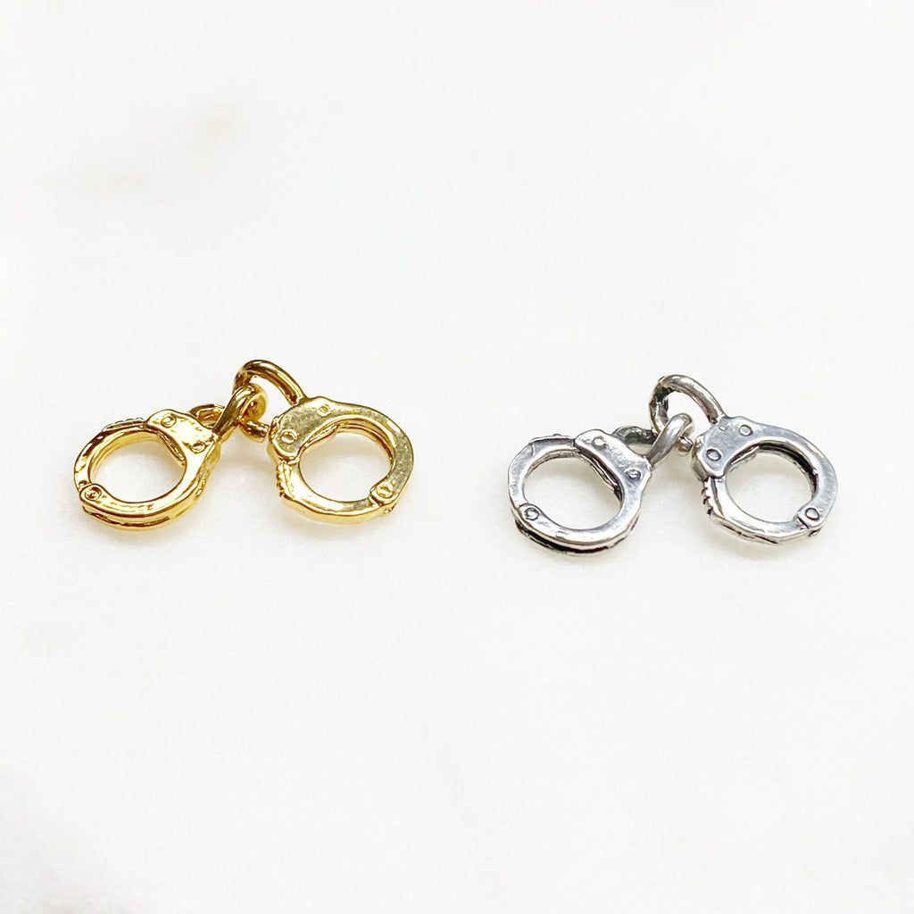 Sterling Silver or Vermeil Small or Handcuff Charm Police Sheriff Law