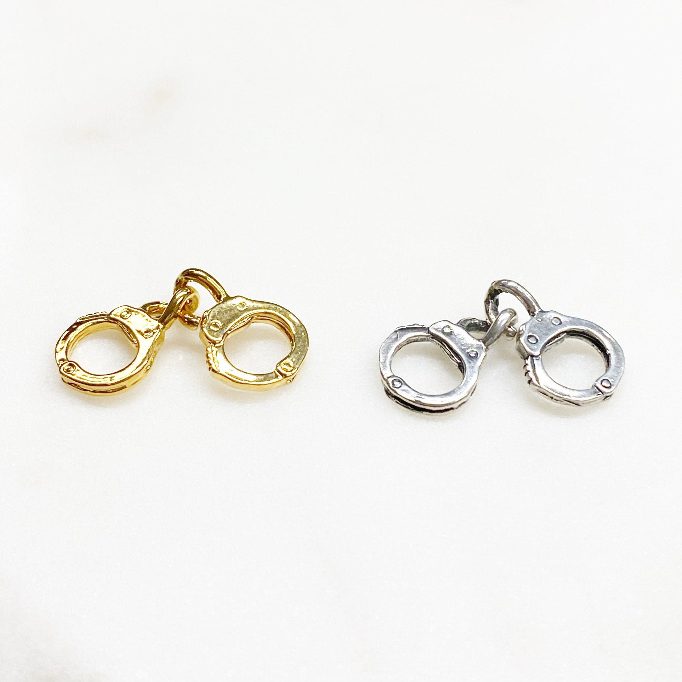 Sterling Silver or Vermeil Small or Handcuff Charm Police Sheriff Law