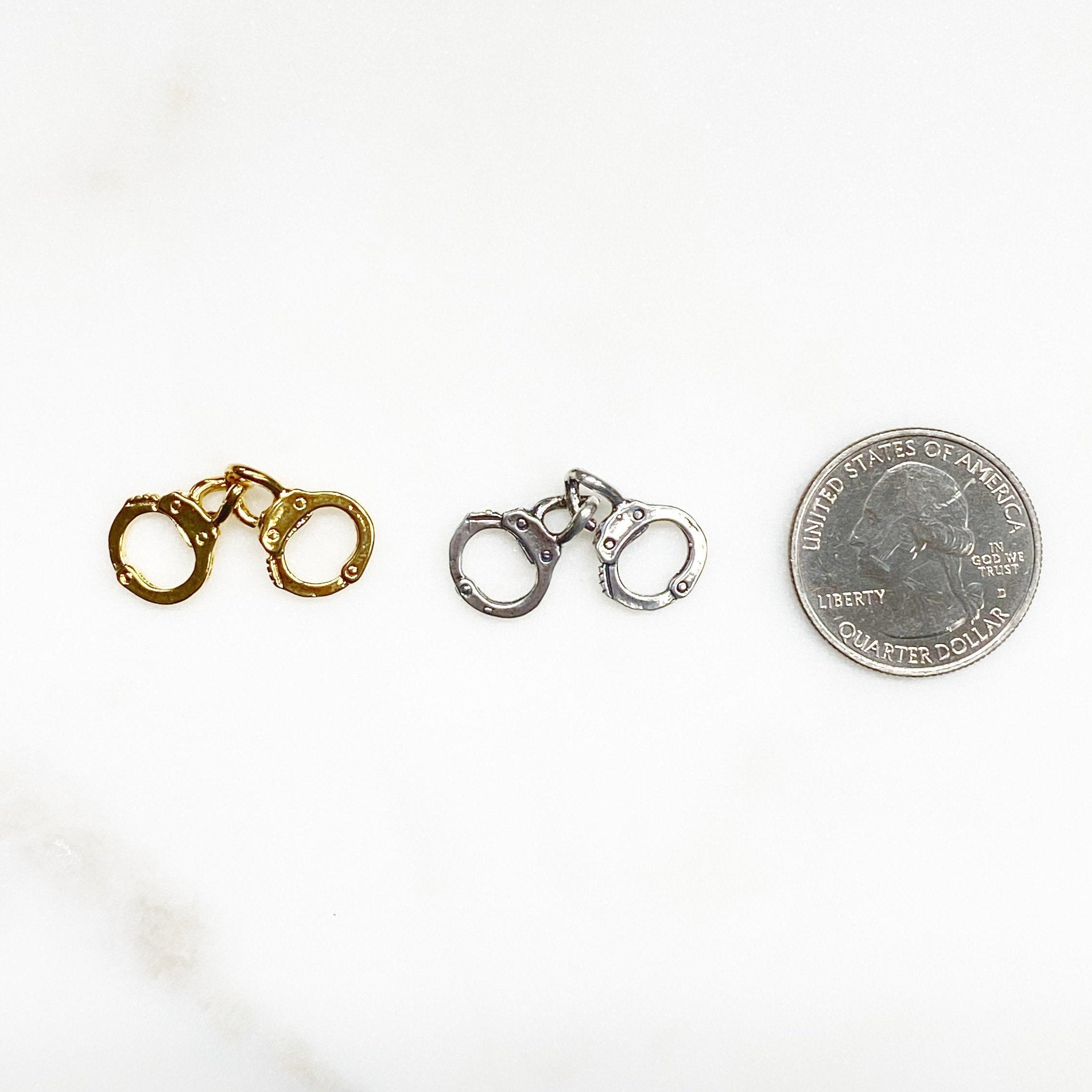 Sterling Silver or Vermeil Small or Handcuff Charm Police Sheriff Law
