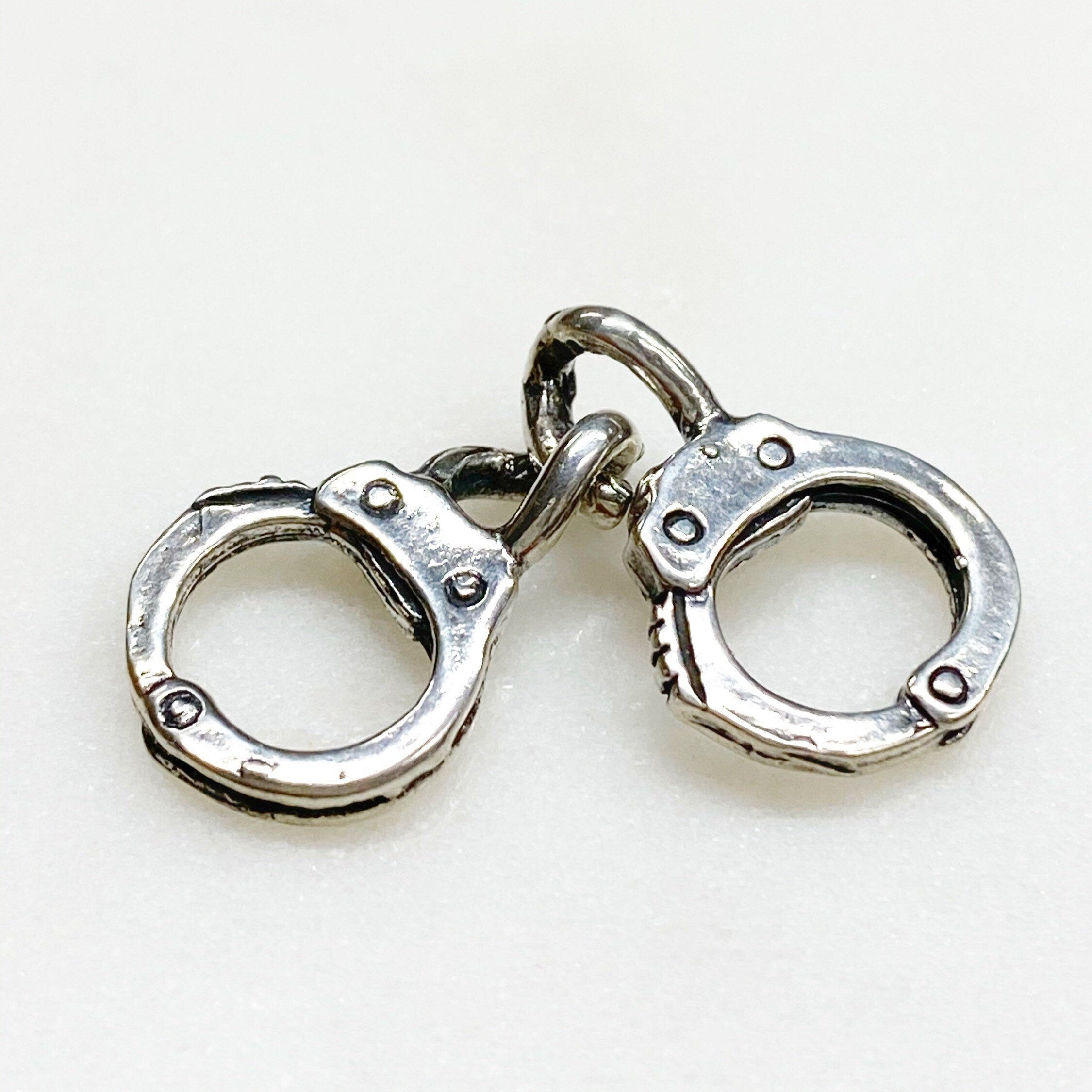 Sterling Silver or Vermeil Small or Handcuff Charm Police Sheriff Law
