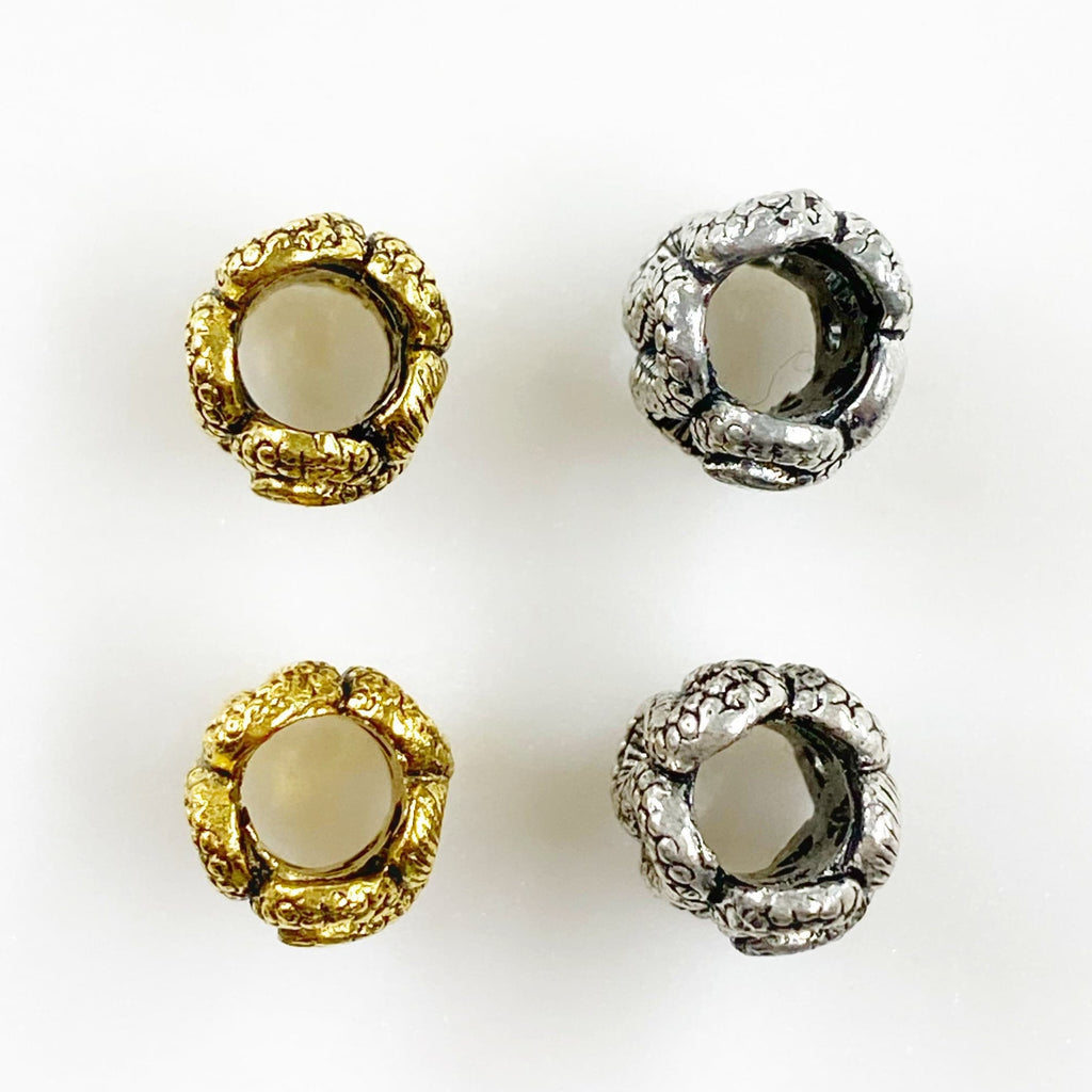 Pewter Snake Large Hole Bead Snake Bead Antique Gold (2pc)