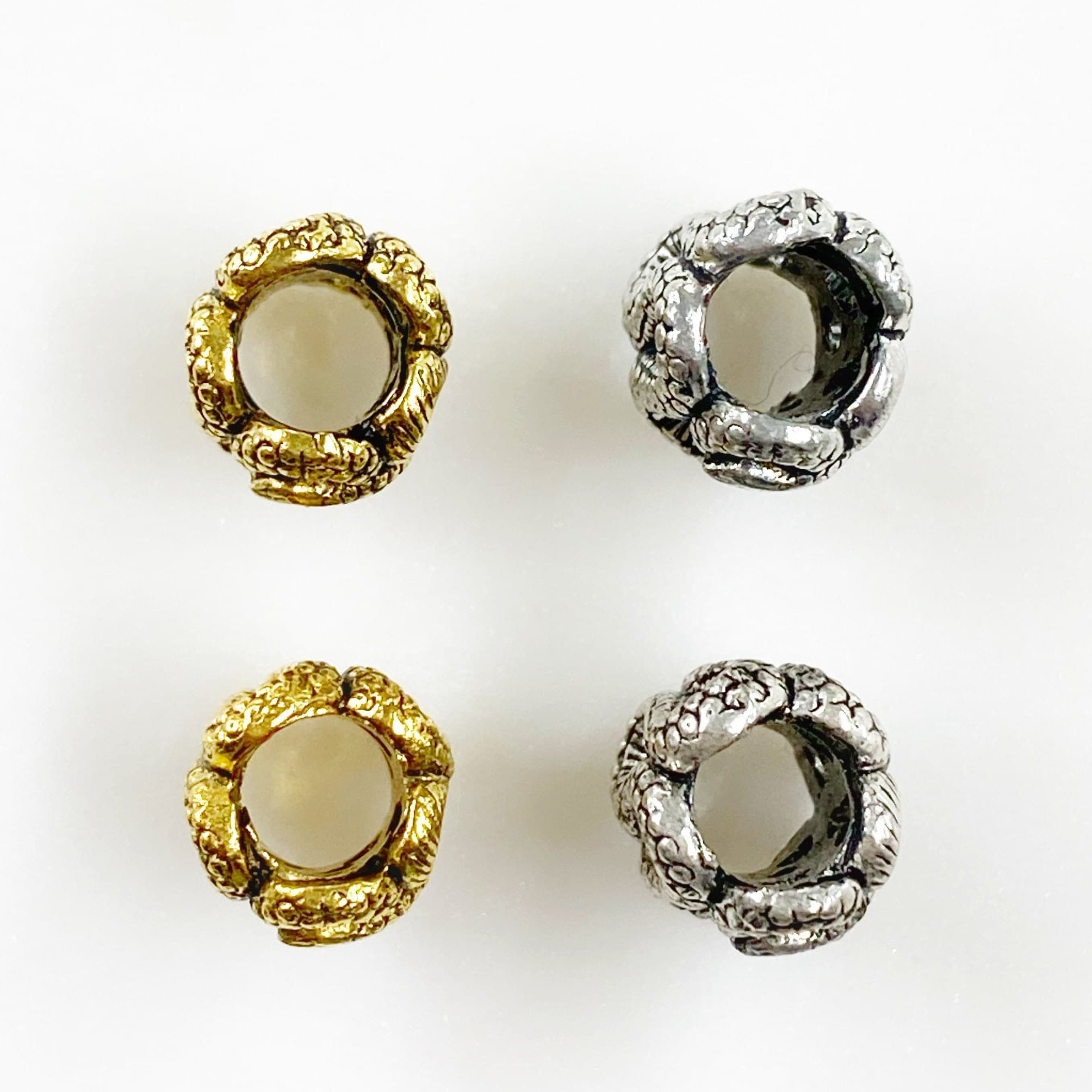 Pewter Snake Large Hole Bead Snake Bead Antique Gold (2pc)