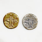 25mm Sterling Silver or Vermeil Raised Owl Coin Medallion Pendant