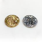 21mm Sterling Silver or Vermeil Stamped Butterfly Coin Medallion Pendant