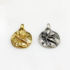 Sterling Silver or Vermeil or Round Raised Flying Fairy Pixie Circle Disk
