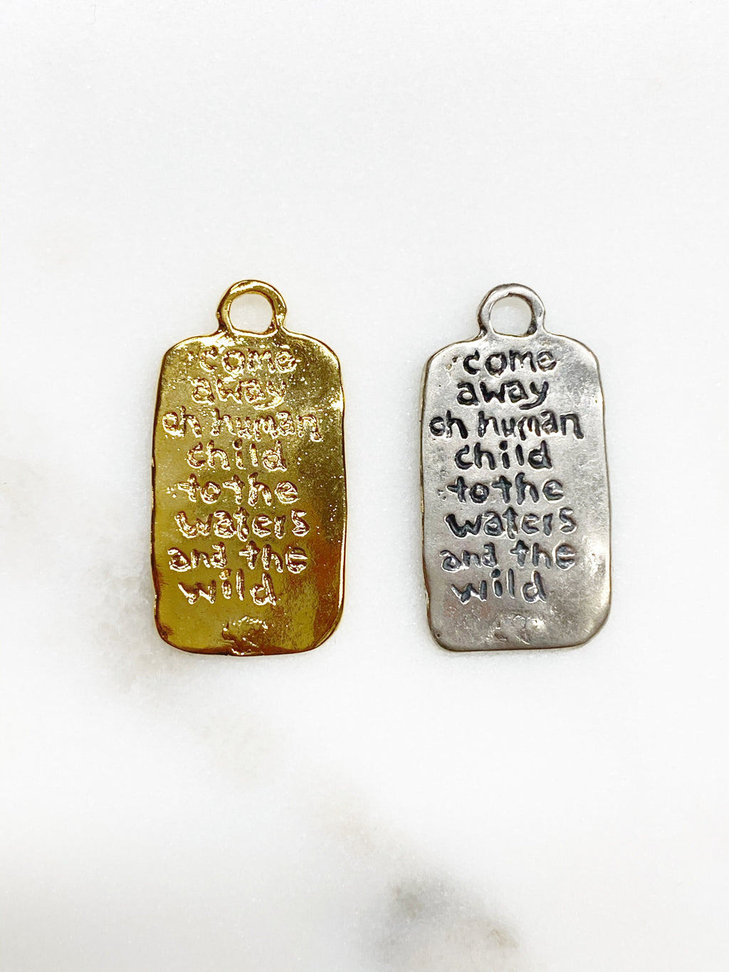 Sterling Silver or Vermeil or Long Rectangular Fairy Pendant Fantasy Stolen