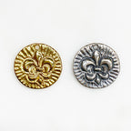 22mm Sterling Silver or Vermeil Etched or Fleur De Lis Double Sided Coin