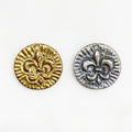 22mm Sterling Silver or Vermeil Etched or Fleur De Lis Double Sided Coin – Antique Silver