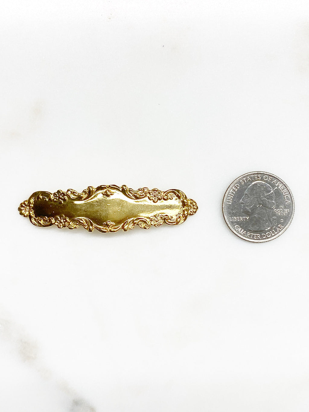 Vermeil Bar Plaque Connector Charm Gold Detailed Bar Charm Bar