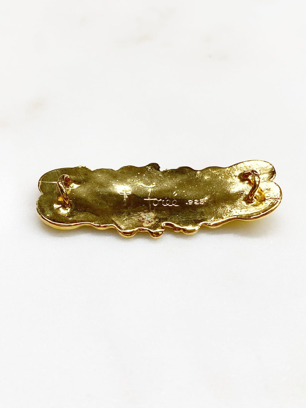 46mmx21mm Vermeil Connector Bar Plaque Charm Detailed Ornate Bar Charm