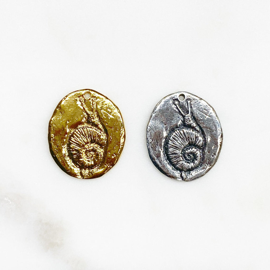 22mmx19mm Sterling Silver or Vermeil or Snail Charm Back Reads There Is Time