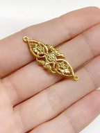 34mmx11mm Vermeil Connector Detailed Charm Gold Ornate Connector Charm