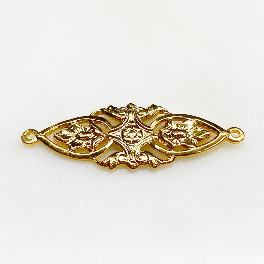 34mmx11mm Vermeil Connector Detailed Charm Gold Ornate Connector Charm