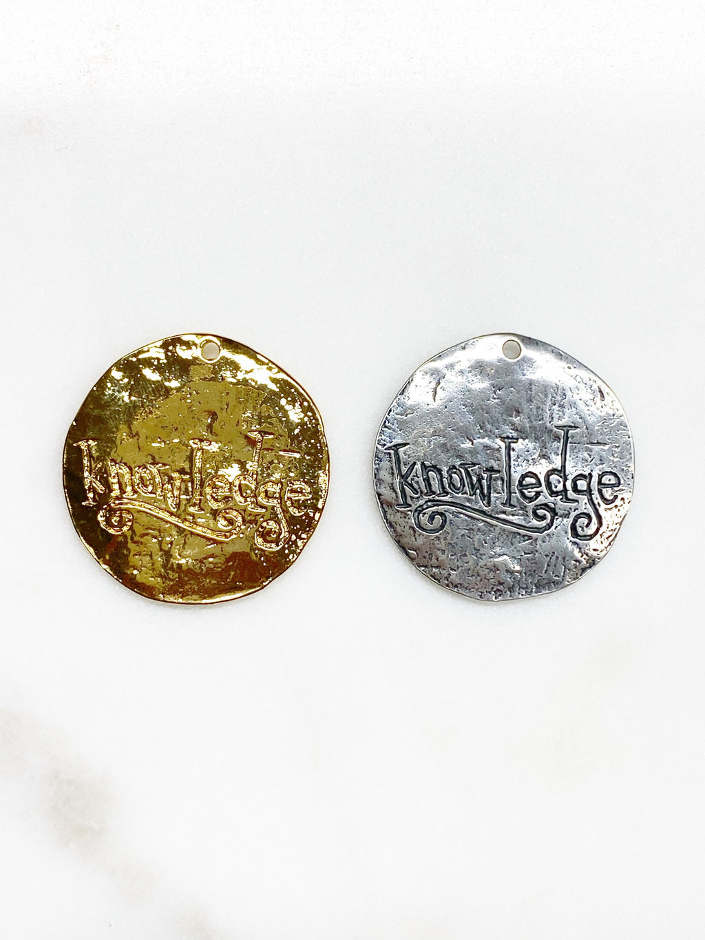 29mm Sterling Silver or Vermeil Large or Knowledge Tree Coin Charm Back Reads