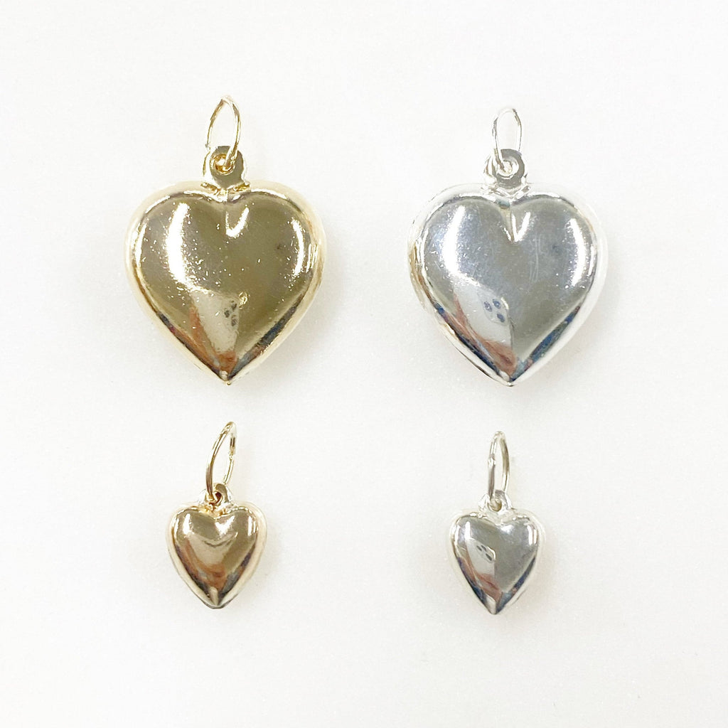 Sterling Silver or 14K Gold Filled or Pillow Heart Charm Small or Large Love