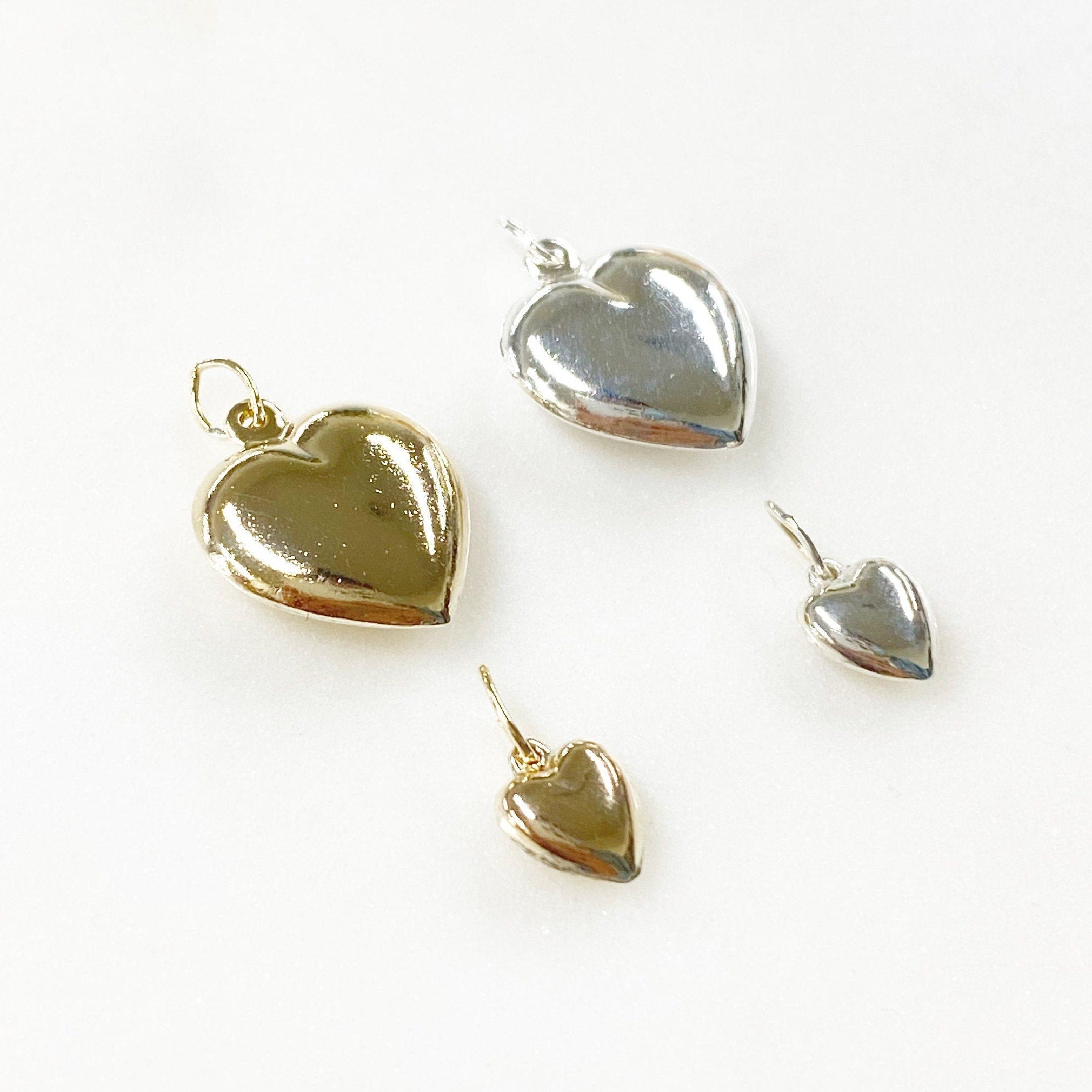 Sterling Silver or 14K Gold Filled or Pillow Heart Charm Small or Large Love