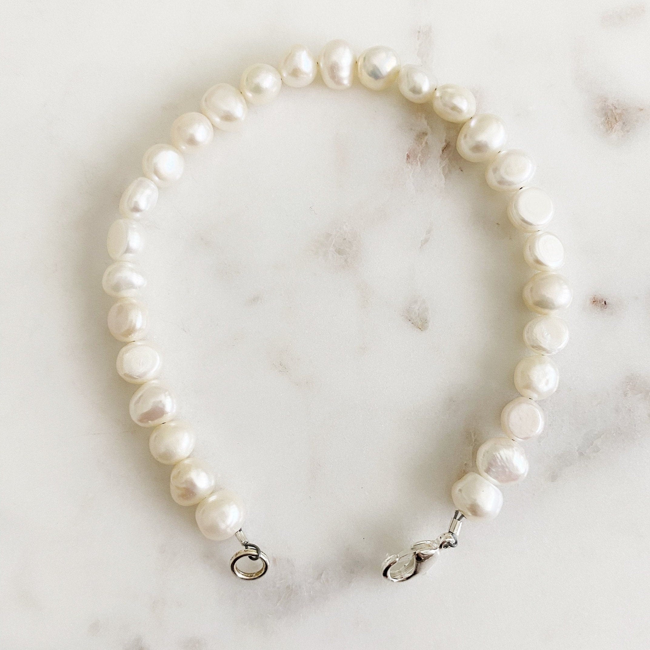 Freshwater Pearl Anklet Beaded Handmade Pearl Charm