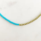 Half & Half Blue Green Crystal Pearl Charm Necklace