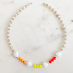 Love Me Neon Charm Necklace Heart Beaded Crystal Pearl