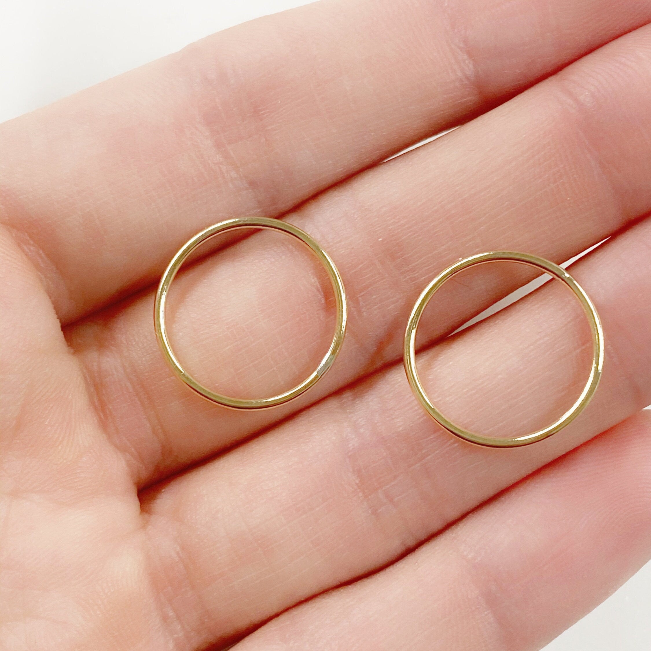 14K Gold Filled 16mm Smooth Connector Ring Open Circle Charm Soldered (2pc)
