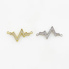 Sterling Silver or Vermeil Heartbeat Wave or Charm Cubic Zirconia Heart