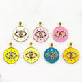 Gold Plated Neon Evil Eye Enamel Charm CZ Evil Eye Evil Eye Charms
