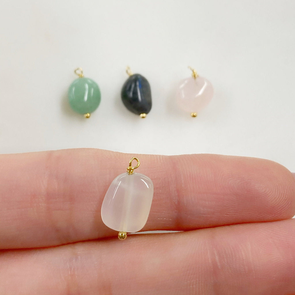 Gold Plated Gemstone Charm Natural Shape Gem Charm Organic Stone
