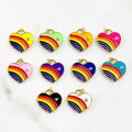 Gold Plated Rainbow Heart Charm Enamel CZ Colorful Heart