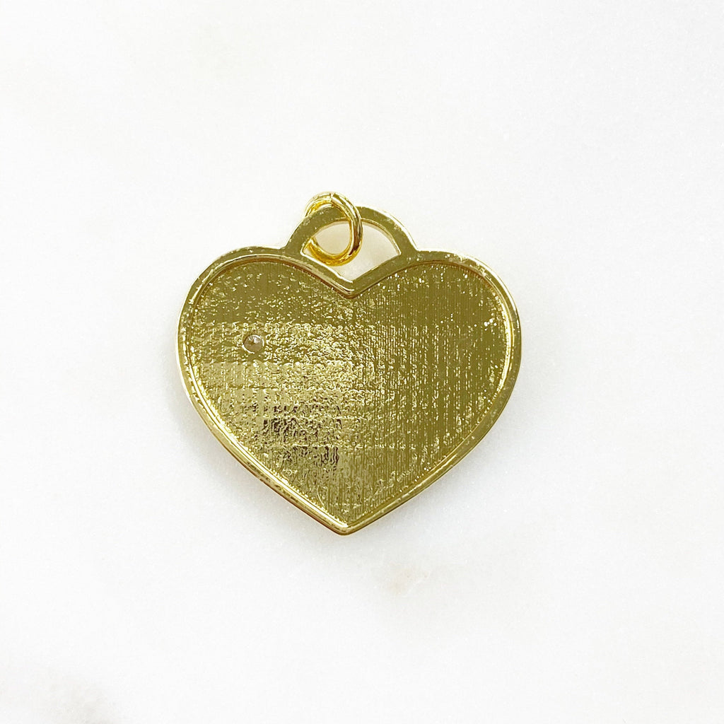Gold Plated Rainbow Heart Charm Enamel CZ Colorful Heart