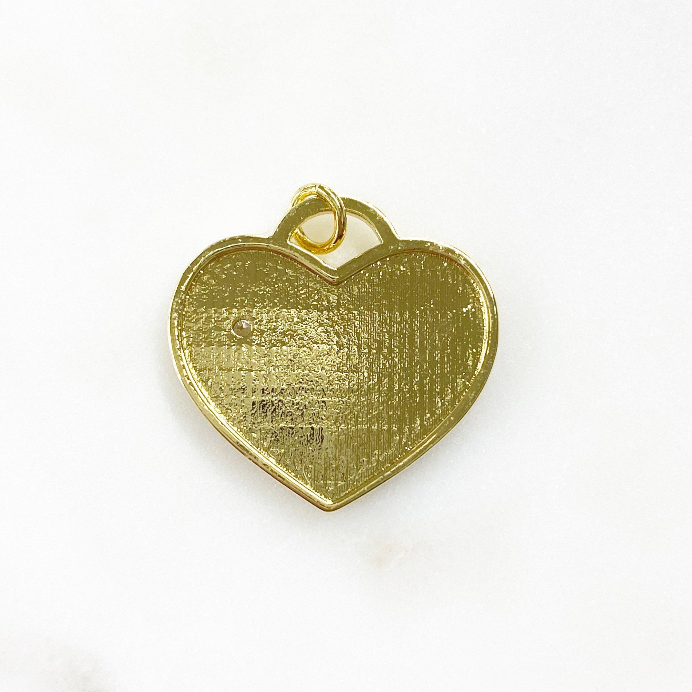 Gold Plated Rainbow Heart Charm Enamel CZ Colorful Heart