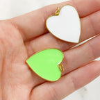 Gold Plated Large Vibrant Heart Charm Enamel Love Charm Love Heart – Gold