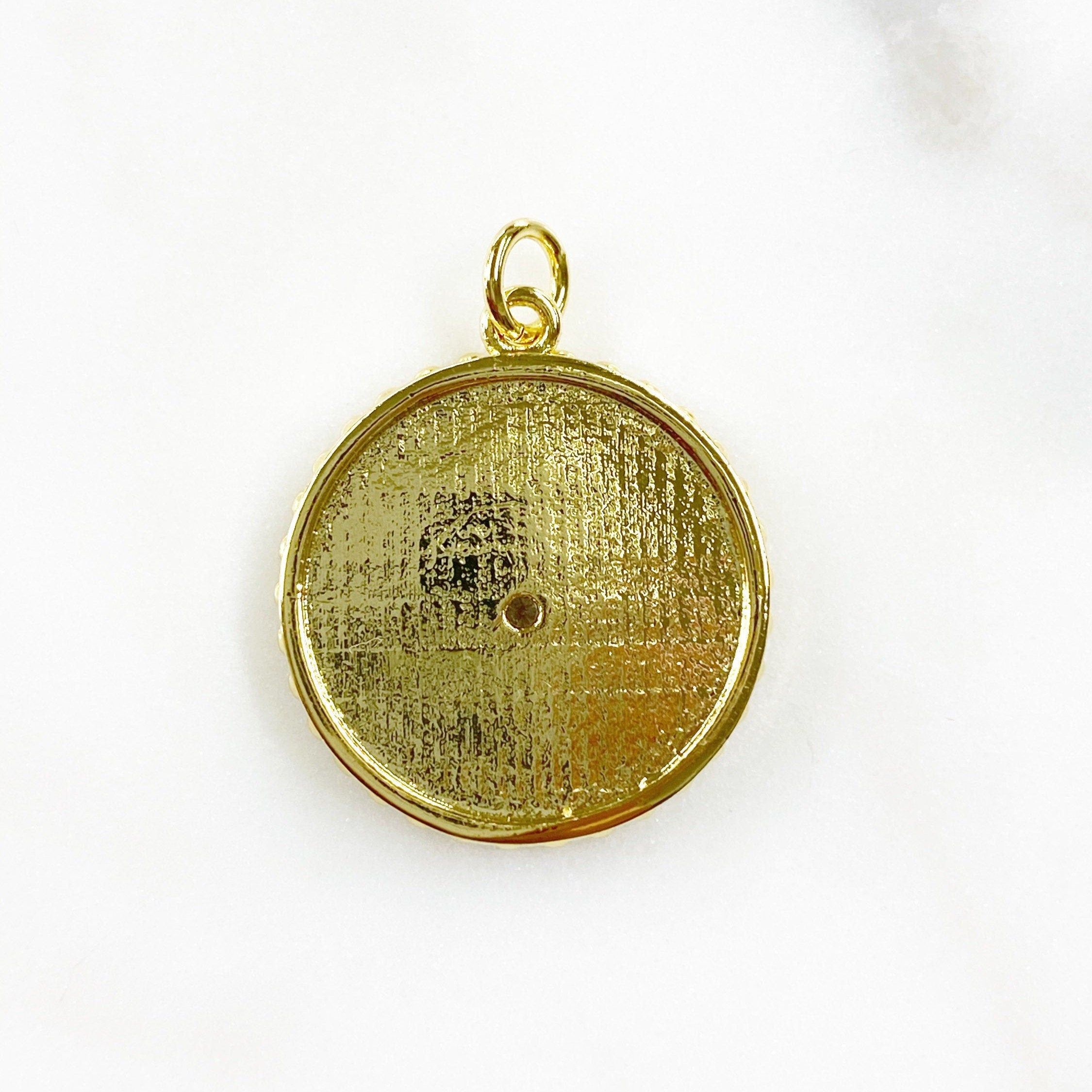 Gold Plated Evil Eye Protection Charm with CZ Center Enamel Evil