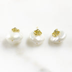 Gold Plated Freshwater Blue Cubic Zirconia Center Ohm Om Pearl