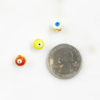 5mmx4mm Gold Plated Double Sided Gold Rimmed Evil Eye Enamel Bead