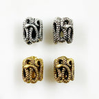 Pewter Snake Large Hole Bead Snake Bead Antique Gold (2pc)