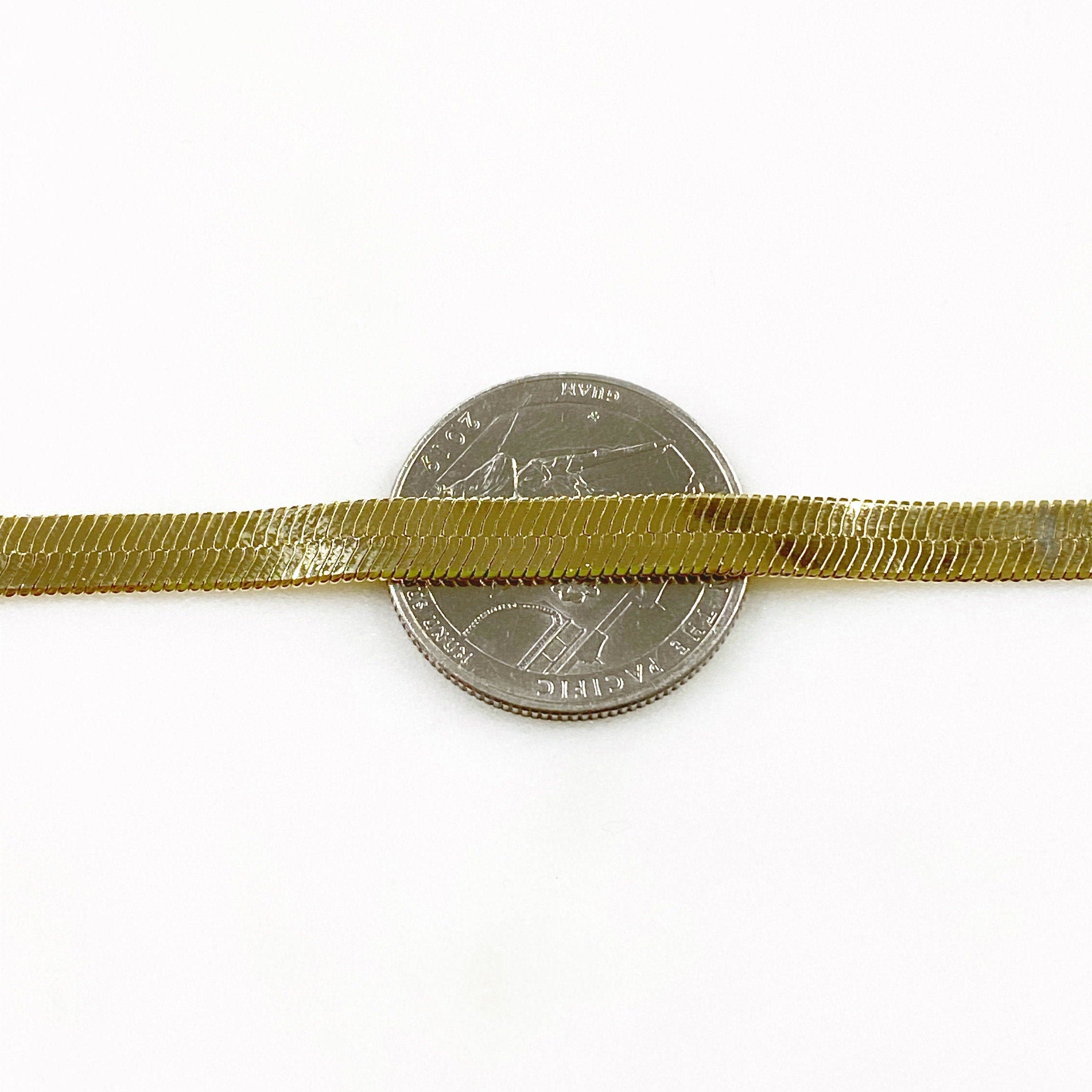 Gold Plated Herringbone Necklace 5.2mm Thickness 16 Inch Classic