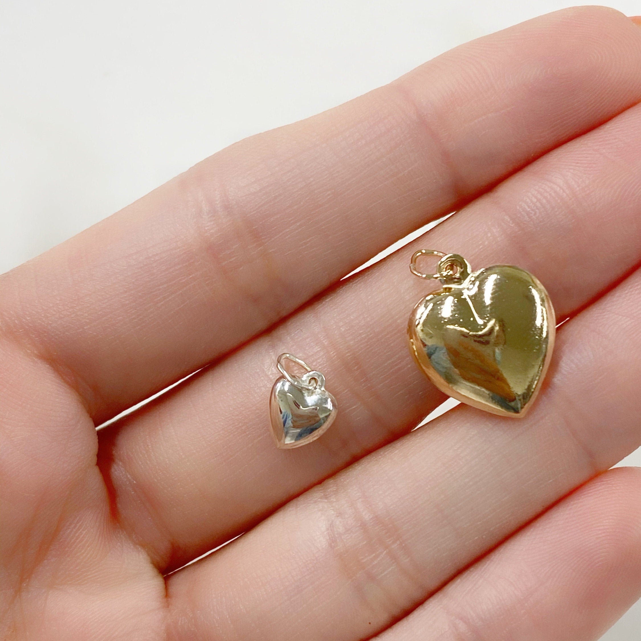 Sterling Silver or 14K Gold Filled or Pillow Heart Charm Small or Large Love