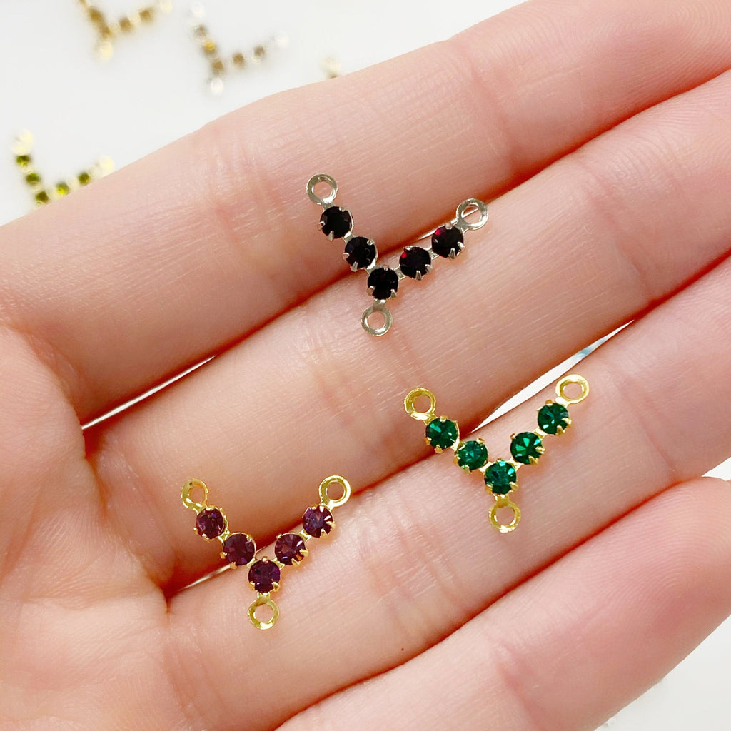 Base Metal Swarovski Crystal 3 Way Connector Charm Rosary Necklace (5pc)
