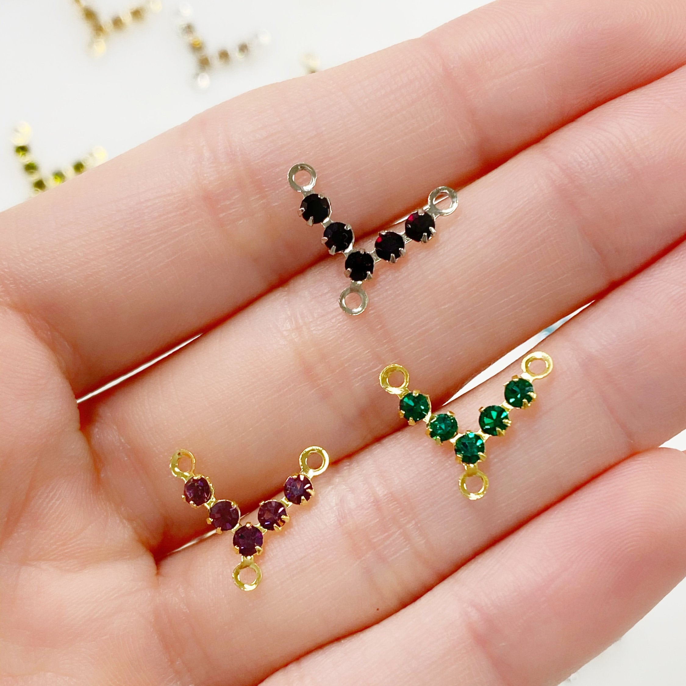 Base Metal Swarovski Crystal 3 Way Connector Charm Rosary Necklace (5pc)