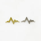 Sterling Silver or Vermeil Heartbeat Wave or Charm Cubic Zirconia Heart